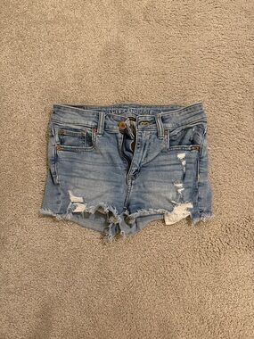 American Eagle Outfitters Medium Blue Distressed Denim Cutoff Shorts